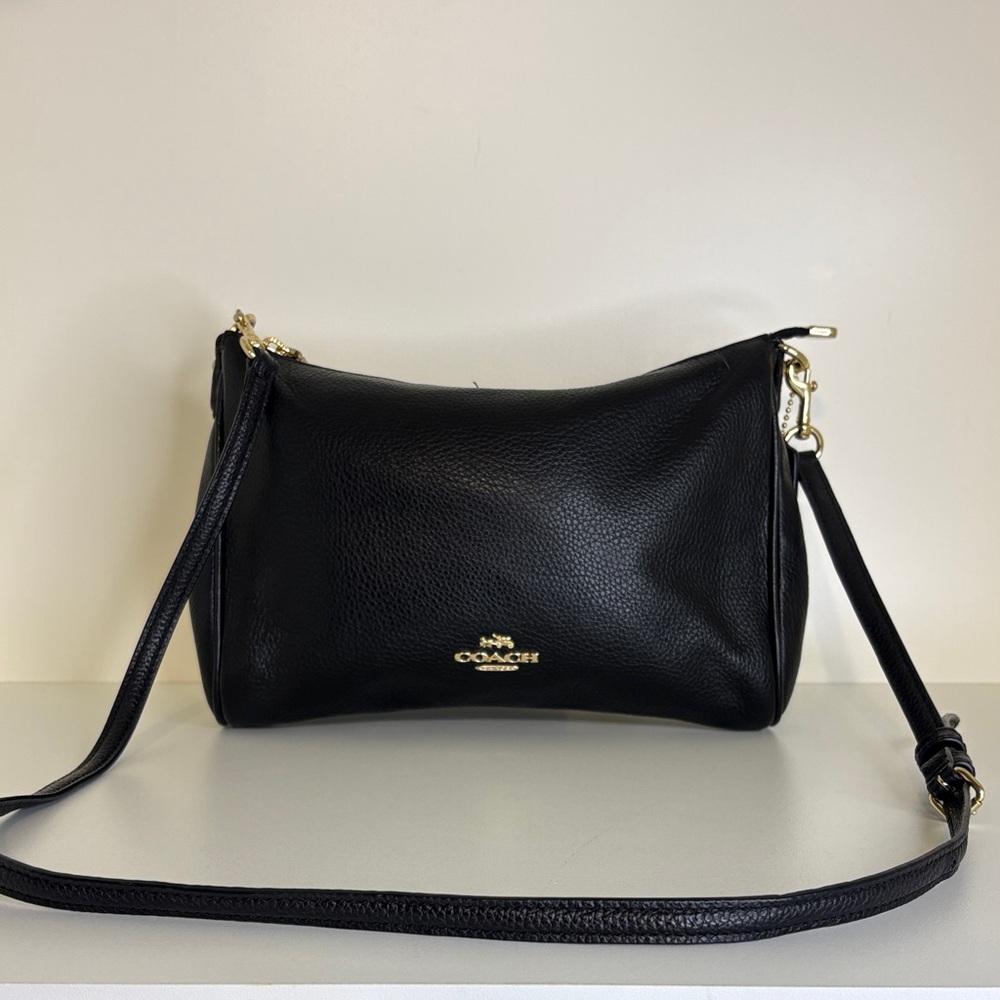 Coach Black Pebbled Leather Shoulder Crossbody with Gold Hardware